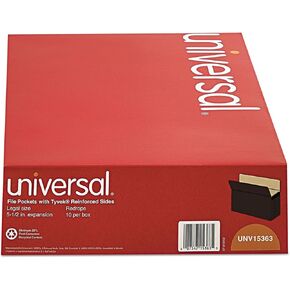 Universal 15363 5 1/4 Inch Expansion File Pockets, Straight, Legal, Redrope/Manila, 10/Box