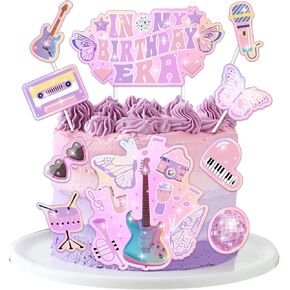 10pcs My Birthday Era Cake Toppers - Pink Celebrating Cake Picks, Baby Shower & Kids Birthday Party Decorations