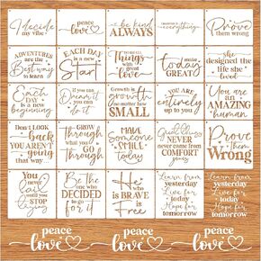 Inspirational Word Stencils for Painting on Wood Quotes Motivational Positive Drawing Stencils for Crafts Reusable (24 Words)