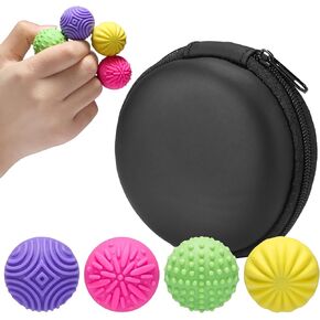 Magnetic Sensory Fidget Balls 4-Pack – Silicone Stress Relief Toys for Adults & Teens with Autism, ADHD, Anxiety, Quiet Executive Desk Fidget Magnets for Office, Fun Textures Roller Travel Toys Gift