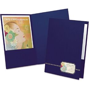Premium Twin Pocket Portfolios, 9 quot;x11-7/8 quot, Blue/Gold