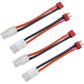 2 Pairs Big Tamiya Style Connector to T Plug 10cm 14AWG Soft Silicone Wire Conversion Connector Adapter Cable for RC Hobby Model Speed Racing ECS Lipo/NiMH Battery Charging
