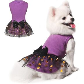TONY HOBY Dog Dress, Outfits Dog Party Dress, Dog Princess Dress with Lace, Dog Skirt Soft and Breathable for Small Medium Dog (Purple, XS)