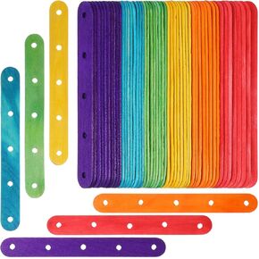 MAGICLULU 100pcs Wooden Colorful Ice Cream Sticks with Holes Mixed Color Large Popsicle Sticks Colorful Craft Sticks for DIY Craft (Colorful Color)…