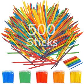 Colorful Wood Scratch Art Stylus Tools 500Pcs Multi-Purpose Wooden Stylus Sticks - Heavy Duty Bamboo Stylus, Ideal for DIY Scratching Drawing Christmas Thanksgiving Activity Craft Projects 4.7x0.2inch