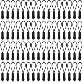 100Pcs Zipper Pull Replacement Zipper Pulls Black Zipper Pull Cord Extender Premium Zipper Tab Tags Cord Extension Fixer for Backpack Jackets Pants Coats Luggage (Universal Extender)