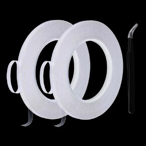 3mmx25M 2 Rolls Clear Thin Double Sided Tape Strong Adhesive LCD Repair Tape for LCD Screen, Mobile Phone, Laptop Tablets, LED Strips Electronics Heat Resistant, Residue Free