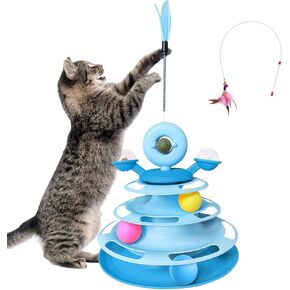Interactive Cat Toy Kitten Toys Cat Toys with Catnip Balls Cat Toys for Indoor Cats Cat Ball Toy Cat Toys for Bored Indoor Adult Cats Blue