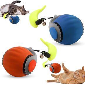 Upgrade Speedy 3.0 Tail Cat Toy, 2 Pack, Automatic Moving Smart Cat Toys Ball with Tail, 2 Speed Adjustment