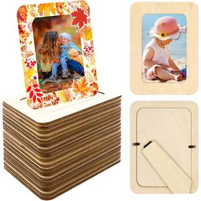 RYKOMO 30 Pack DIY Wood Picture Frames for 4 x 6 in Photos, Wooden Picture Frames for Crafts Unfinished Solid Wooden Photo Picture Frames for Crafts Wood, Painting, Art Projects Wood Decorate