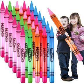 craftshou 30 Pcs 41.34 Inch Inflatable Crayons Tall Large Blow up Crayons Set Jumbo Decor Giant Prop for Birthday Baby Shower Party Favors Home Classroom School Supplies,5 Colors
