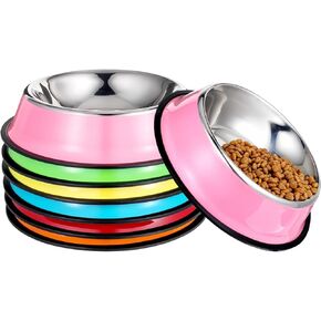 6 PCS وعاء الكلب من الفولاذ المقاوم للصدأ مع قاعدة سيليكون مضادة للزلزال 30 أوقية ماء قابل للتكدي