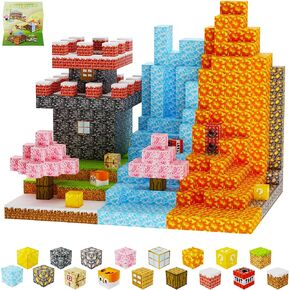 Magnetic Blocks 100PCS ,Mine World Craft Toys for Boys 6-8,Magnetic Cubes for Kids,Volcano Magnetic Toys,Stress Relief Building Blocks,Magnetic Building Cubes0.8In,puzzle Games,Building toys