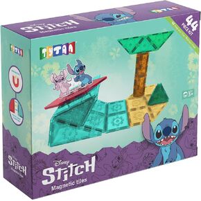 Tytan Tiles Officially Licensed Disney Stitch Magnetic Tile 44-Piece Building Set, Powerful STEM/STEAM Learning Workbook, Creative Play, Shape & Pattern Recognition, Ages 3+