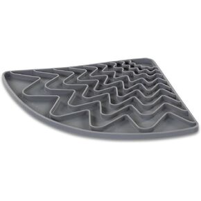 Messy Mutts Silicone Triangle Licking Mat with Suction | Interactive Slow Feeder Mat with Suction Cups for Secure Hold | Lick Mat for Dogs & Cats | Grey