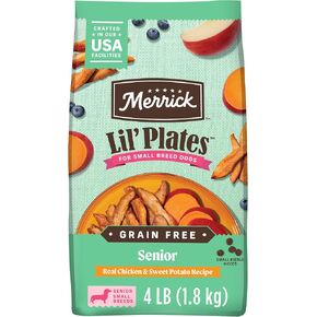 Merrick Lil’ Plates Premium Grain Free Senior Dry Dog Food For Small Dogs, Real Chicken, Sweet Potato Kibble - 4.0 lb. Bag