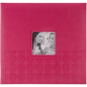 Pioneer Embossed Post Bound Scrapbook Album 12"X12"-Pink Circles