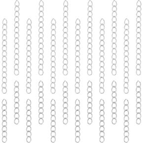 UNICRAFTALE 100Pcs 2 Size Chain Extender 304 Stainless Steel Twist Chain 25-53mm Long Tail Chain Removable Extension Chain for Chain Earring Necklace Bracelet Key Chain Making