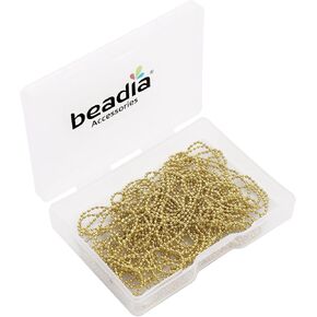 14K Gold Plated Bead Chains 1.2mm 5 Meters for Jewelry Making Findings