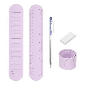 Patikil 2pcs للقيام بقائمة سوار صفعة ، وسوار سوار Silicony Silicone Silicony Silind Slap لقيام القائمة القابلة لإعادة الاستخدام مع قلم حبر وممحاة ، 9.4x1.8in ، الأرجواني