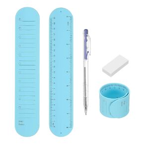 PATIKIL 2pcs to Do List Slap Bracelet, Memo Wrist Band Silicone Slap Reminder Bracelet Slap Bracelet to Do List Reusable Erasable with Ballpoint Pen and Eraser, 9.4x1.8in, Blue