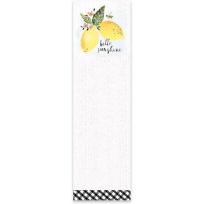 Primitives by Kathy 112175 Hello Sunshine List Notepad with Watercolor Lemon Design | 9.5" x 2.75" | Holds to Fridge with Strong Magnet