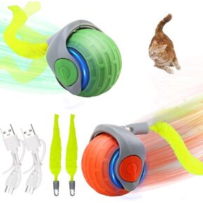 Speedy 2.0 Tail Cat Toy, Automatic Moving Smart Cat Toys Ball,Speedy Tail Interactive Cat Toy for Indoor Cats for Indoor with Replacement Tail for Dog/Cat