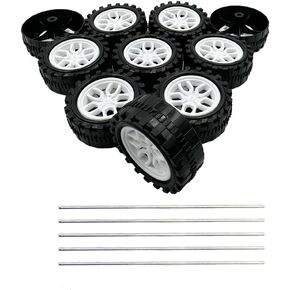 10pcs 38mm عجلات سيارة سيارة 2 مم عجلات سيارة بلاستيكية رمح مع محاور قضبان مستديرة من عمود 5pcs لارتاكار سيارة RC Robot DIY Toy Building Accessories (2x18x38mm)