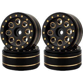 4Pcs Heavy Metal Wheels 1.0 Beadlock Wheels for 1/24 Crawler Car Axial SCX24 C10 Deadbolt AXI90081 AXI00001 AXI00002 (Weighted 42g)