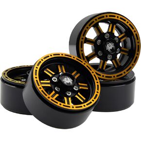 1.9 Crawler Wheels, 4 Pcs 272g 1.9 Beadlock Wheels, Aluminum 1.9 Wheels for 1/10 RC Crawler TRX4 TRX6 Axial SCX10 I II III Redcat GEN7 GEN8 Upgrades (Yellow)