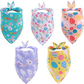 5 حزمة عيد الفصح الكلب Bandanas ملونة البيض أرنب عيد الفصح وشاح المثلث ليالث ليكل متوسطة الكلاب كبيرة القطط الحيوانات الأليفة