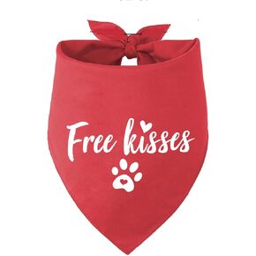 Dog Valentines Day Bandana, Red Pet Scarf Triangle Bibs Kerchief
