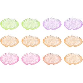 Mini Resin Flower, 1.38" Diameter, Miniature Tiny Lotus Dollhouse Transparent Multicolor - (Applications: for Fairy Garden Dollhouse Party Favors Micro Landscaping) 12-Pieces