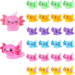 24Pcs Mini Resin Axolotl,Tiny Axolotl Charms Figures,6 Colors Animal Figures for DIY Garden Dollhouse Birthday Party Decoration Aquarium