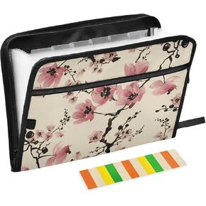 ALAZA Beautiful Flowers Floral Expanding File Folder, 13 Pockets Expandable Document Organizer Folder with Zipper Closure for Home Office A4 Letter Size Paper Document