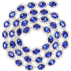 HEEPDD 1 Yard Rhinestone Chain, Crystal Chain Trim Oval Shape Shiny Rhinestone Fringe for Sewing Jewelry Crafts DIY