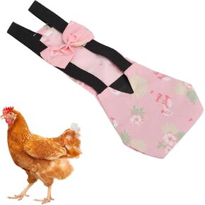 Chicken Diapers for Hens, Bantam Hens Diapers for Pet Ducks Pet Duck Supplies Goose Clothes Reusable Washable Pet Diapers with Bow Tie Nylon Buckle for Poultry (L)