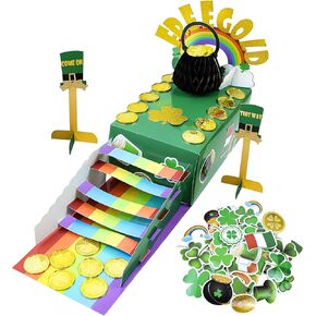 Leprechaun Trap Kit for Kids, St. Patrick's Day Diy Craft Kit to Catch A Leprechaun 3D Honeycomb St Patricks Day Toys Gifts with 50 Shamrock Stickers For St. Patricks Day Decorations Party Supplies