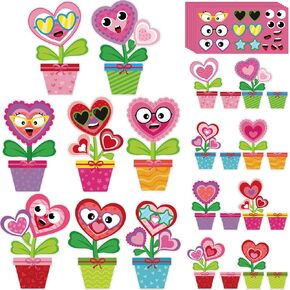 36Pcs Valentine’s Day Flower Crafts Kit Decorations,DIY Flower Heart Craft Gifts Make Your Own Valentines Gifts Spring Flower Cutouts Sets for School Classroom Activities Decorations Party Supplies