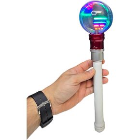LED Light-Up Spinning Star Magic Ball Wand (13.5") Plastic. Batteries Included. Colorful Bright LED Light Up Sensory Toy for Toddlers Kids Boys and Girls Party Favor (1 Red Wand)