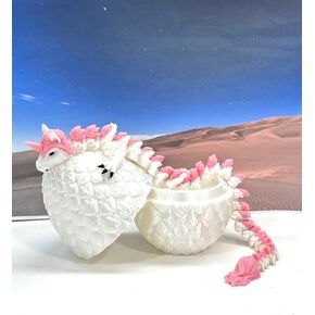 Unicorn Dragon مع بيضة التنين ، تنين مفصلي كامل ، 12 "Dragon White and Pink Unicorn ، ألعاب مكتب تنفيذي ثلاثية الأبعاد ، ألعاب تململ للتوحد/ADHD D061-We