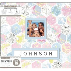 K & Company K&Co Scrapbook 12x12 Frame-A-Name Marbled Hexagon MarbledHexagn