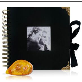 Scrapbook with strong tape that keeps it secure. A durable picture album and family photo album designed as a picture book for photos, perfect for safeguarding memories.