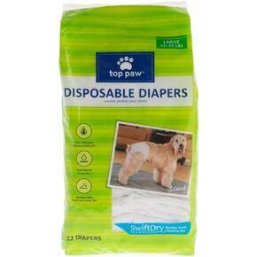 Top Paw Disposable Dog Diapers - 12 Pack - Large
