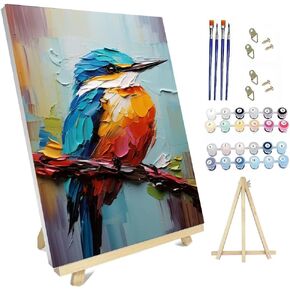 hyzsj Paint by Numbers Kit for Adults with Frame,Mushroom Forest Paint by Numbers for Adults, Paint by Number with Easel, DIY Paint by Number Kits for Home Wall Decor （11.8x15.7inch）