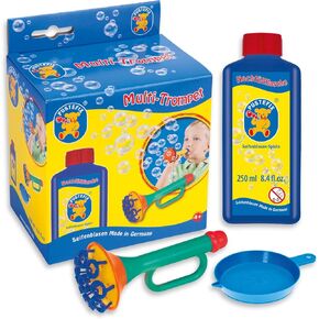 Multi Bubble Trumpet Blowing Toy for Kids Set includes Trumpet Blower, 8.45 oz Bubbles Bottle and Liquid Tray
