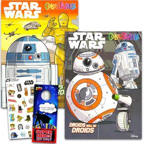 Star Wars Coloring Books for Kids - Bundle with 2 Star Wars Droids Coloring Book Feat. C3PO, R2D2, BB8 Plus Stickers, More | Star Wars Activity Set for Boys and Girls