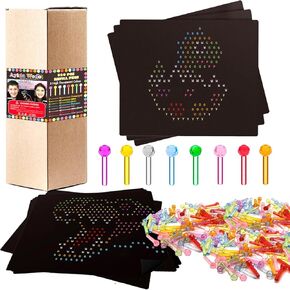 Refill Dinosaur Template and 8 Color Peg Pack，Light Bright Pegs and Refill Sheets. Extras Accessories for Lite Brite Ultimate Classic (10 Sheets 8''x6.8'',320 Pegs)