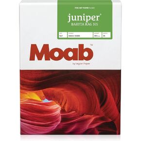 MOAB JUNIPER BARYTA RAG 305 ، 100 ٪ inkjet Archival Archival Cotton Cotton ، نصف اللمعان الطبيعي ، الوزن الثقيل 305GSM ، 25 ورقة (5x7)