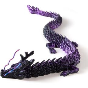 21" 3D Printed Dragon Toy Articulated Crystal Dragon Perfect as a Fidget Toy or Executive Desk Decor Ideal for Home Office and Collectors (Purple)